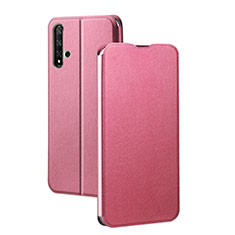 Leather Case Stands Flip Cover T08 Holder for Huawei Honor 20 Pink