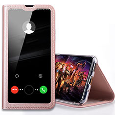 Leather Case Stands Flip Cover T08 Holder for Huawei Honor 20E Rose Gold