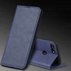 Leather Case Stands Flip Cover T08 Holder for Huawei Honor V20 Blue