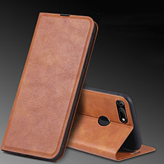 Leather Case Stands Flip Cover T08 Holder for Huawei Honor V20 Orange