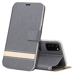Leather Case Stands Flip Cover T08 Holder for Huawei Honor V30 5G Gray