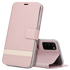 Leather Case Stands Flip Cover T08 Holder for Huawei Honor View 30 5G Rose Gold