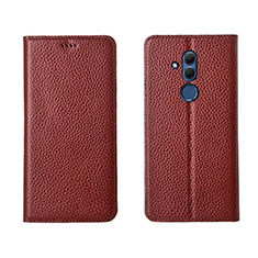 Leather Case Stands Flip Cover T08 Holder for Huawei Mate 20 Lite Brown