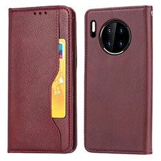 Leather Case Stands Flip Cover T08 Holder for Huawei Mate 30 5G Red Wine