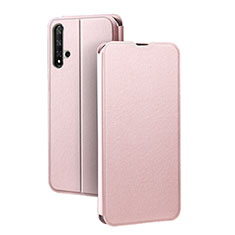 Leather Case Stands Flip Cover T08 Holder for Huawei Nova 5T Rose Gold