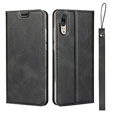 Leather Case Stands Flip Cover T08 Holder for Huawei P20 Black