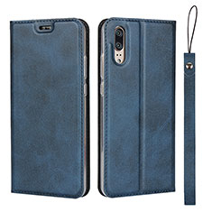 Leather Case Stands Flip Cover T08 Holder for Huawei P20 Blue