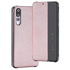 Leather Case Stands Flip Cover T08 Holder for Huawei P20 Pro Rose Gold