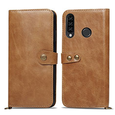 Leather Case Stands Flip Cover T08 Holder for Huawei P30 Lite Orange
