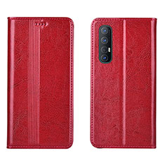 Leather Case Stands Flip Cover T08 Holder for Oppo Reno3 Pro Red