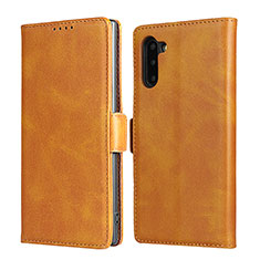 Leather Case Stands Flip Cover T08 Holder for Samsung Galaxy Note 10 5G Orange