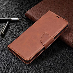 Leather Case Stands Flip Cover T08 Holder for Samsung Galaxy Note 20 5G Brown