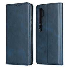 Leather Case Stands Flip Cover T08 Holder for Xiaomi Mi Note 10 Pro Blue