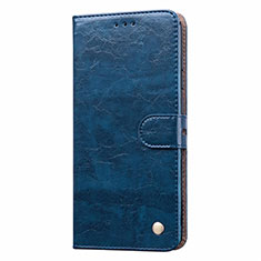 Leather Case Stands Flip Cover T08 Holder for Xiaomi Redmi 10X 4G Blue