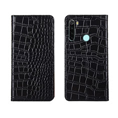 Leather Case Stands Flip Cover T08 Holder for Xiaomi Redmi Note 8 (2021) Black