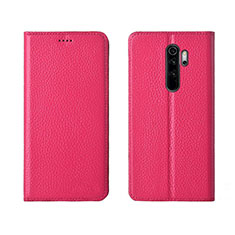 Leather Case Stands Flip Cover T08 Holder for Xiaomi Redmi Note 8 Pro Hot Pink