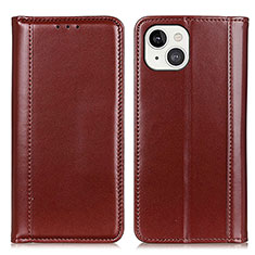 Leather Case Stands Flip Cover T09 Holder for Apple iPhone 13 Brown