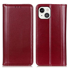 Leather Case Stands Flip Cover T09 Holder for Apple iPhone 14 Plus Red