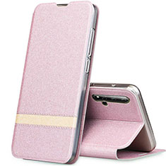 Leather Case Stands Flip Cover T09 Holder for Huawei Honor 20S Pink