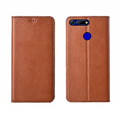 Leather Case Stands Flip Cover T09 Holder for Huawei Honor V20 Orange
