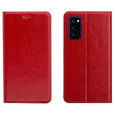 Leather Case Stands Flip Cover T09 Holder for Huawei Honor V30 Pro 5G Red
