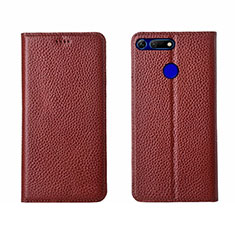 Leather Case Stands Flip Cover T09 Holder for Huawei Honor View 20 Brown