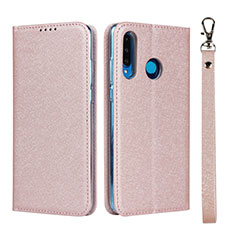 Leather Case Stands Flip Cover T09 Holder for Huawei Nova 4e Rose Gold
