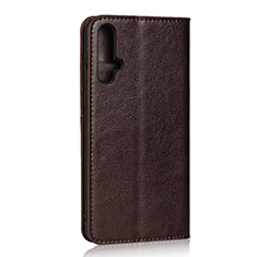 Leather Case Stands Flip Cover T09 Holder for Huawei Nova 5 Brown