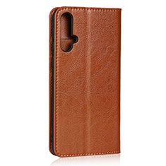 Leather Case Stands Flip Cover T09 Holder for Huawei Nova 5 Pro Orange