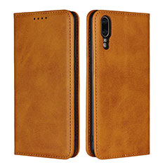 Leather Case Stands Flip Cover T09 Holder for Huawei P20 Orange