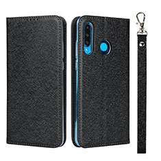 Leather Case Stands Flip Cover T09 Holder for Huawei P30 Lite Black