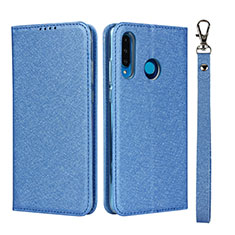 Leather Case Stands Flip Cover T09 Holder for Huawei P30 Lite Blue