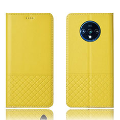 Leather Case Stands Flip Cover T09 Holder for OnePlus 7T Yellow