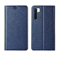 Leather Case Stands Flip Cover T09 Holder for Oppo A91 Blue