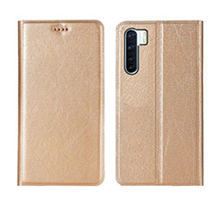 Leather Case Stands Flip Cover T09 Holder for Oppo F15 Gold