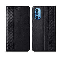 Leather Case Stands Flip Cover T09 Holder for Oppo Reno4 5G Black