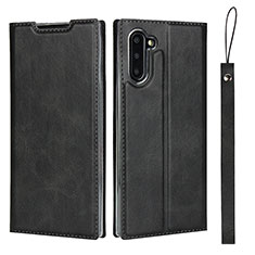 Leather Case Stands Flip Cover T09 Holder for Samsung Galaxy Note 10 5G Black