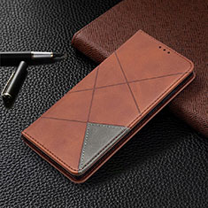 Leather Case Stands Flip Cover T09 Holder for Samsung Galaxy Note 20 5G Brown
