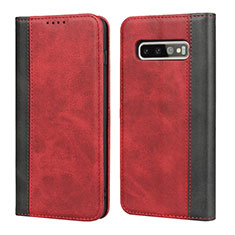 Leather Case Stands Flip Cover T09 Holder for Samsung Galaxy S10 5G Red