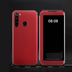 Leather Case Stands Flip Cover T09 Holder for Xiaomi Redmi Note 8 (2021) Red