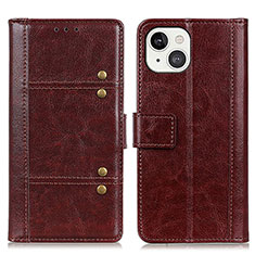Leather Case Stands Flip Cover T10 Holder for Apple iPhone 13 Mini Brown