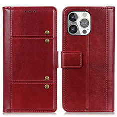 Leather Case Stands Flip Cover T10 Holder for Apple iPhone 13 Pro Max Red