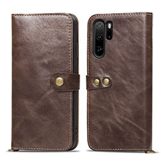 Leather Case Stands Flip Cover T10 Holder for Huawei P30 Pro New Edition Brown