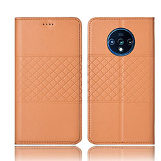 Leather Case Stands Flip Cover T10 Holder for OnePlus 7T Orange