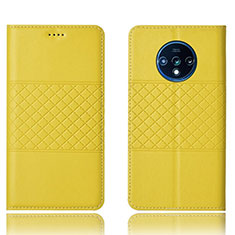 Leather Case Stands Flip Cover T10 Holder for OnePlus 7T Yellow