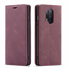 Leather Case Stands Flip Cover T10 Holder for OnePlus 8 Pro Red Wine