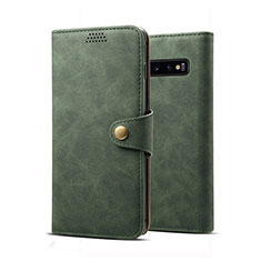 Leather Case Stands Flip Cover T10 Holder for Samsung Galaxy S10 5G Green