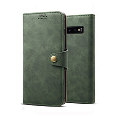 Leather Case Stands Flip Cover T10 Holder for Samsung Galaxy S10 Green