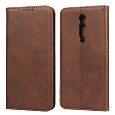 Leather Case Stands Flip Cover T10 Holder for Xiaomi Mi 9T Brown