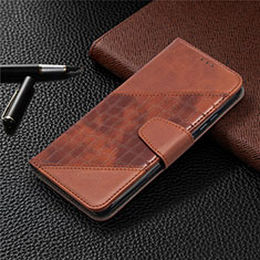 Leather Case Stands Flip Cover T10 Holder for Xiaomi Redmi 9A Brown